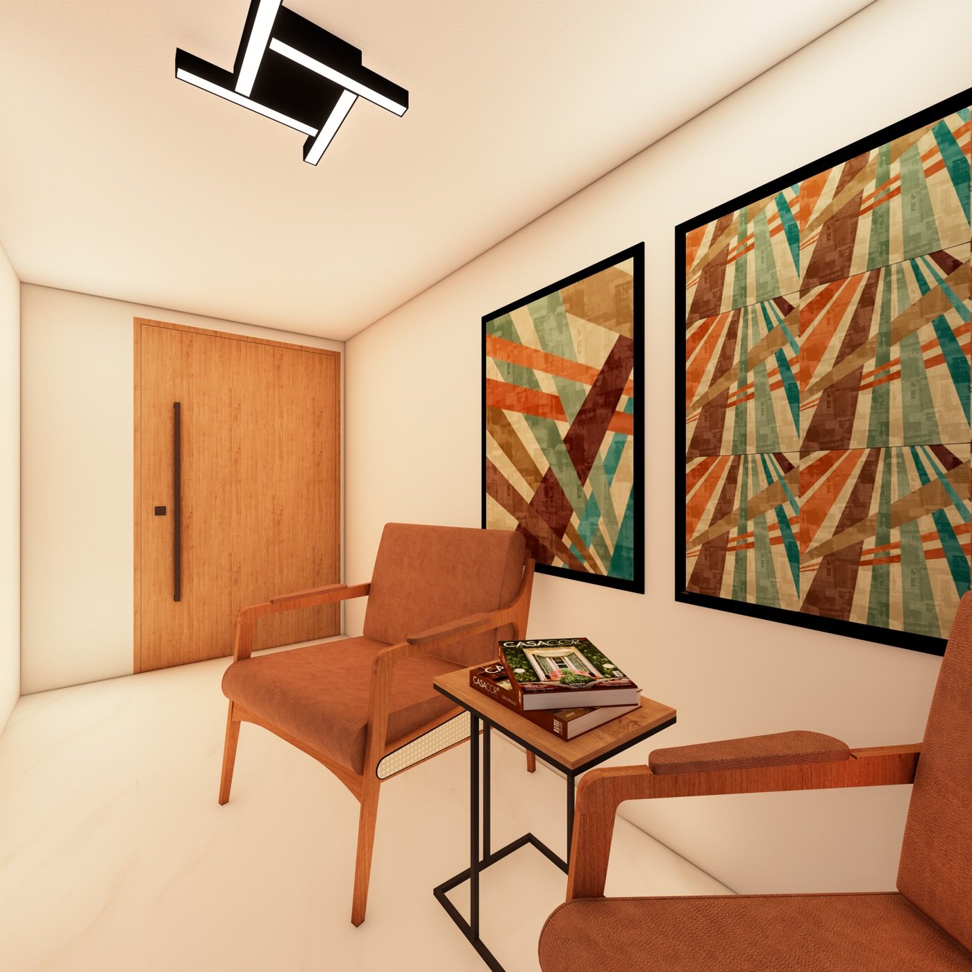 Hall de entrada com arte contemporânea