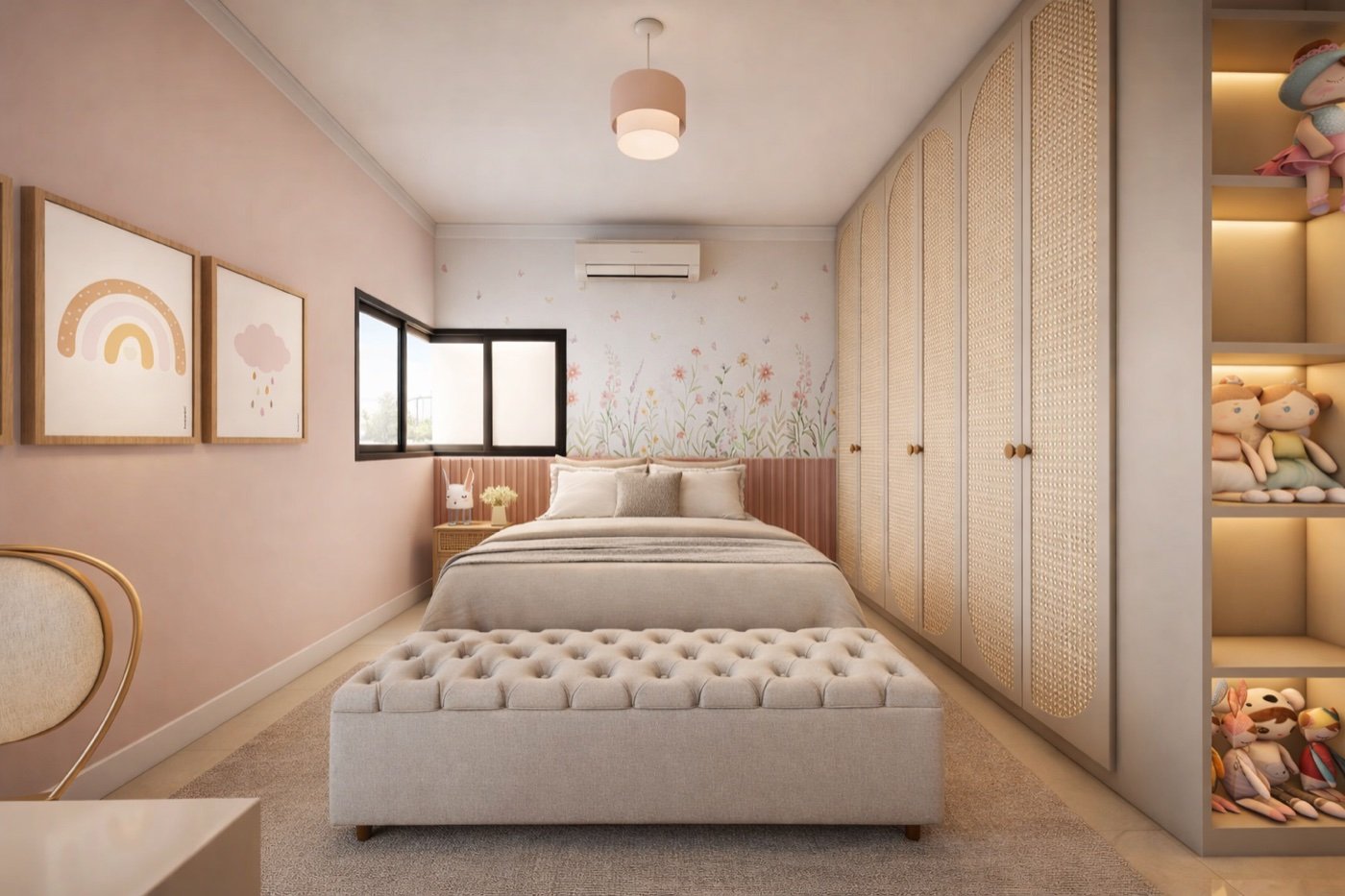 Quarto infantil em tons rosados